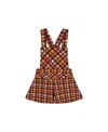 Deux Par Deux Little Girl's Milano Shortall Plaid Magenta And Brown In Pink  Brown Plaid
