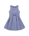 Deux Par Deux Little Girl's Neoprene Bow Dress Old Blue In Old Blue