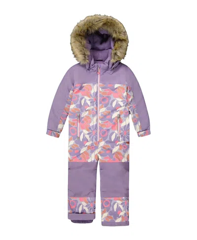 Deux Par Deux Girls' One-piece Discover Snowsuit Flower - Little Kid, Big Kid In Purple