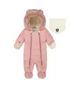 Deux Par Deux Girls' One-piece Layette Snowsuit Designed For Car Seat - Baby In Pink