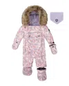 Deux Par Deux Girls' One-piece Play Snowsuit Designed For Car Seat Cat - Baby In Purple