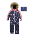 Deux Par Deux Girls' One Piece Play Snowsuit Unicorn - Big Kid In Blue