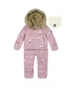 Deux Par Deux Girls' One-piece Snug Snowsuit Designed For Car Seat Bear - Baby In Pink