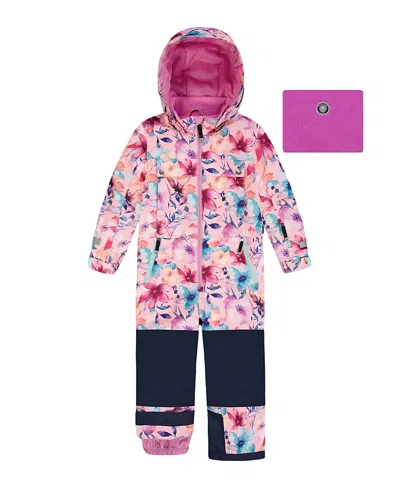 Deux Par Deux Girls' One-piece Teknik Snowsuit Flower - Big Kid In Multi