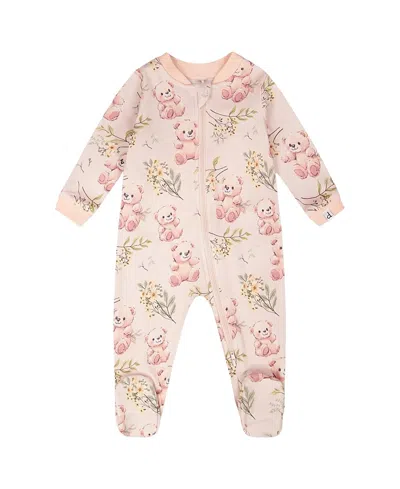 Deux Par Deux Girls' Organic Cotton Bear Print One-piece Pyjama - Baby In Multi