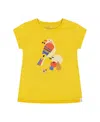 Deux Par Deux Little Girl's Organic Cotton Tee Yellow And Birds In Yellow And Birds