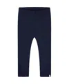 Deux Par Deux Girls' Organic Cotton Capri Leggings With Mesh - Little Kid In Navy Blue