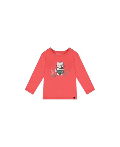 Deux Par Deux Girls' Organic Cotton Cat Noodle Long Sleeve T-shirt - Baby In Pink