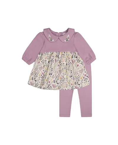 Deux Par Deux Girls' Organic Cotton Dress And Legging Set With Heart Print - Baby In Multi