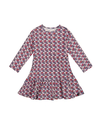 Deux Par Deux Girls' Organic Cotton Dress With Flounce Hem - Little Kid In Multi