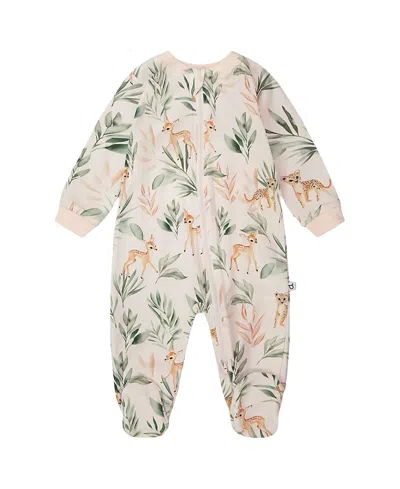 Deux Par Deux Girls' Organic Cotton Jersey Animal One-piece Pyjama - Baby In Gray