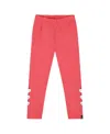 Deux Par Deux Organic Cotton Leggings With Apples In Red