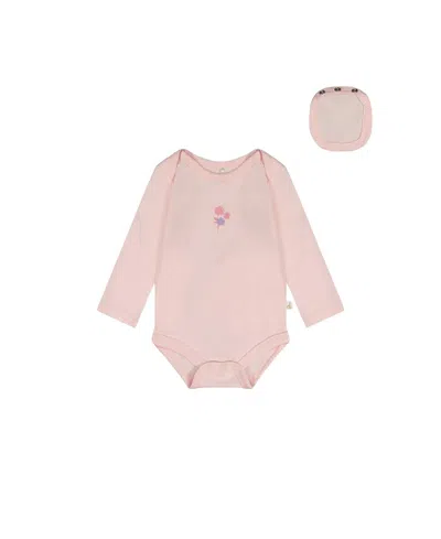 Deux Par Deux Girls' Organic Cotton Long Sleeve Flower Romper - Baby In Pink