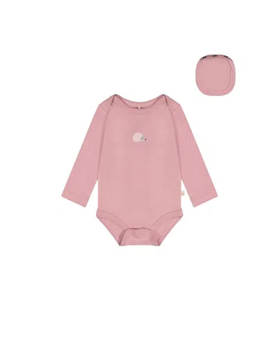 Deux Par Deux Girls' Organic Cotton Long Sleeve Hedgehog Romper - Baby In Pink