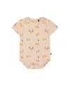 Deux Par Deux Girls' Organic Cotton Onesie - Baby In Peach With Pears Print