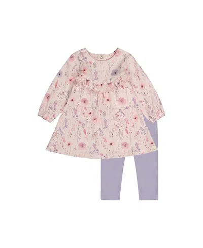 Deux Par Deux Girls' Organic Cotton Ruffle Pocket Dress And Legging Set - Baby In Animal Print