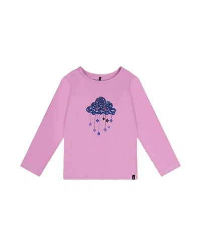 Deux Par Deux Girls' Organic Cotton Sequined Cloud Jersey T-shirt - Little Kid In Purple