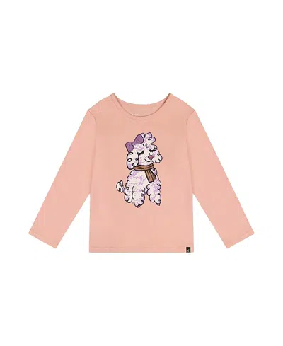 Deux Par Deux Girls' Organic Cotton Shiny Nose Long Sleeve T-shirt - Little Kid In Pink