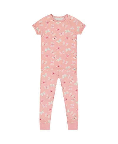 Deux Par Deux Girls' Organic Cotton Short Sleeve Top And Pant Pajama Set - Big Kid