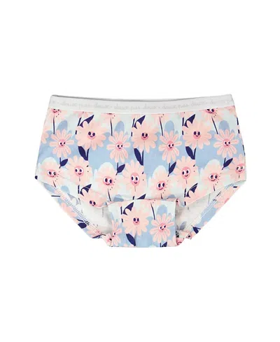 Deux Par Deux Kids'  Organic Cotton Smiling Flower Boyshort Panty In Multi