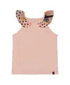 Deux Par Deux Girl's Organic Cotton Tank Top With Frill Pink And Black Butterfly