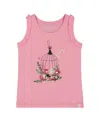 Deux Par Deux Girls' Organic Cotton Tank With Frills Candy - Little Kid