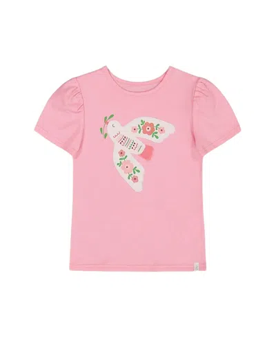 DEUX PAR DEUX DEUX PAR DEUX GIRLS' ORGANIC COTTON TEE WITH PUFF SLEEVE - BIG KID