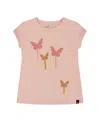 Deux Par Deux Girls' Organic Cotton Top - Little Kid In Pink With Sparkling Butterfly