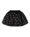 Deux Par Deux Organza And Mesh Skirt With Unicorn In Black