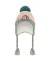 Deux Par Deux Girls' Peruvian Knit Hat - Baby In Embroidered Flowers