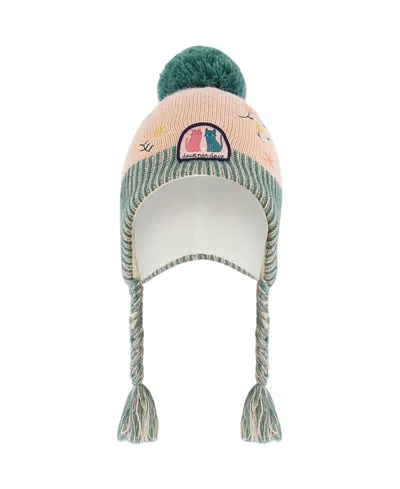 Deux Par Deux Girls' Peruvian Knit Hat - Baby In Embroidered Flowers