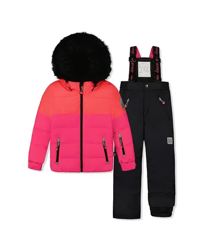 Deux Par Deux Girls' Play Colorblock Jacket & Pants Two Piece Snowsuit - Little Kid, Big Kid In Pink