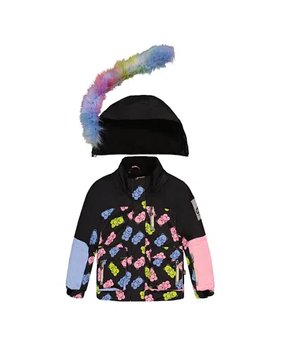 Deux Par Deux Girls' Play Gummy Bear Jacket & Reinforced Pants Two Piece Snowsuit - Big Kid In Black