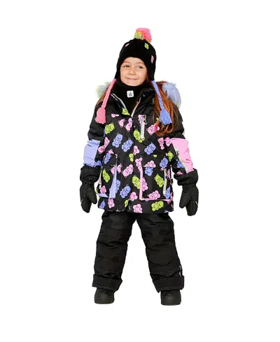 Deux Par Deux Girls' Play Gummy Bear Jacket & Reinforced Pants Two Piece Snowsuit - Little Kid In Multi