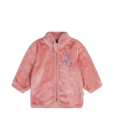 Deux Par Deux Kids'  Girls' Plush Flower Embroidered Zip Jacket - Baby In Pink