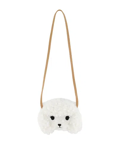 Deux Par Deux Girls' Plush Zipper Adjustable Strap Bag - Big Kid In White