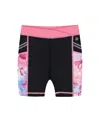 Deux Par Deux Little Girl's Printed Athletic Biker Short Black, Pink And Multicolored Butterflies