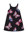 Deux Par Deux Girl's Printed Beach Dress Black And Multicolored Butterflies In Black And Multicolored Butterflies