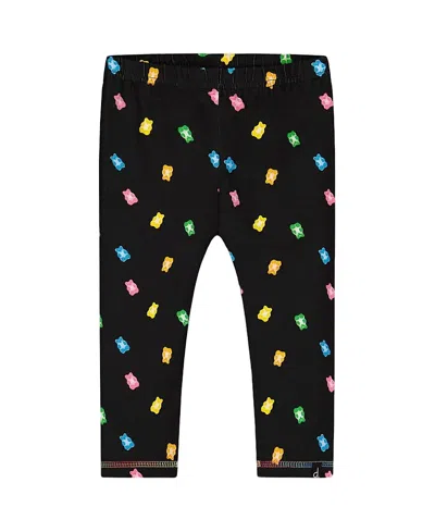 Deux Par Deux Girls' Printed Capri Legging - Little Kid In Black And Multicolored Gummies