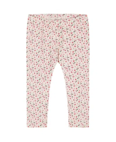 Deux Par Deux Girls' Printed Capri Legging - Little Kid In Small Flowers On Cream Background