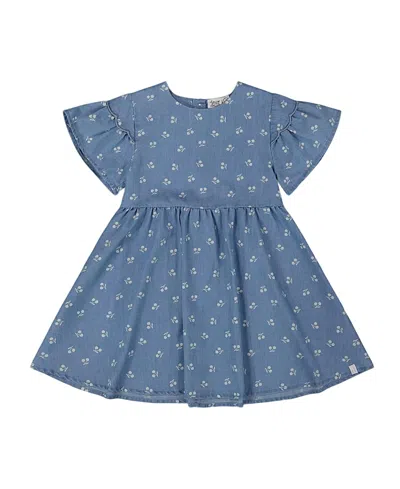 DEUX PAR DEUX DEUX PAR DEUX GIRLS' PRINTED CHAMBRAY DRESS - LITTLE KID