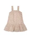Deux Par Deux Girl's Printed Eyelet Dress Beige And Small Flowers In Beige And Small Flowers