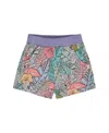 Deux Par Deux Girl's Printed French Terry Short Lilac Tropical And Pink Flamingos In Multi
