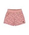 Deux Par Deux Girl's Printed French Terry Short Old Pink And Flowers