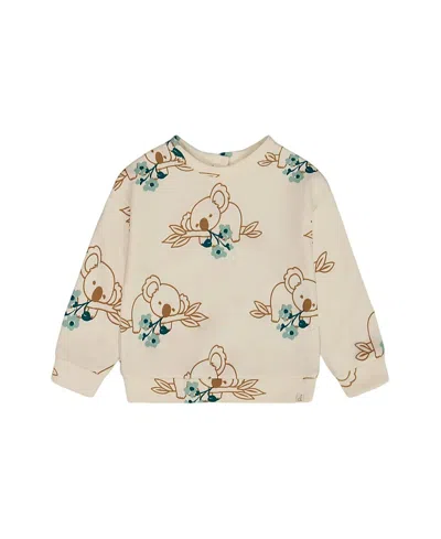 Deux Par Deux Girls' Printed French Terry Sweatshirt - Baby In Off-white And Koala
