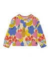 Deux Par Deux Girl's Printed French Terry Sweatshirt Fruits On Yellow Background