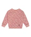 Deux Par Deux Girl's Printed French Terry Sweatshirt Old Pink And Flowers