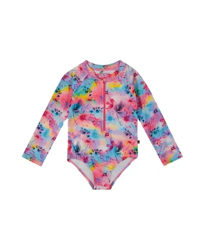 DEUX PAR DEUX DEUX PAR DEUX GIRLS' PRINTED LONG SLEEVE RASHGUARD - LITTLE KID