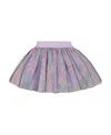 Deux Par Deux Girl's Printed Mesh Skirt Lilac Tropical And Pink Flamingos In Lilac Tropical And Pink Flamingos