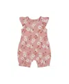 Deux Par Deux Baby Girl's Printed Muslin Romper Pink And White Flowers In Pink And White Flowers